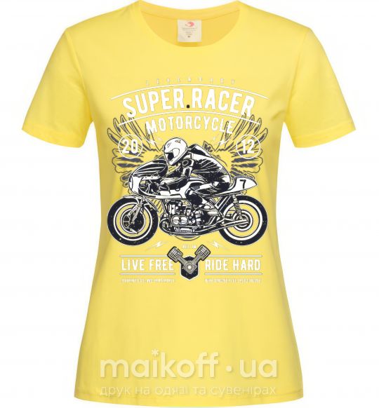 Женская футболка Super Racer Motorcycle Лимонный фото