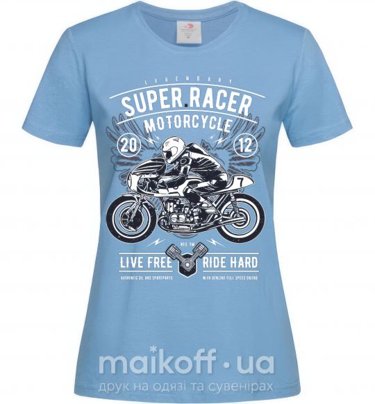 Женская футболка Super Racer Motorcycle Голубой фото