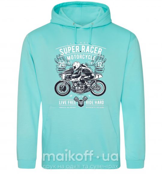 Женская толстовка (худи) Super Racer Motorcycle Мятный фото