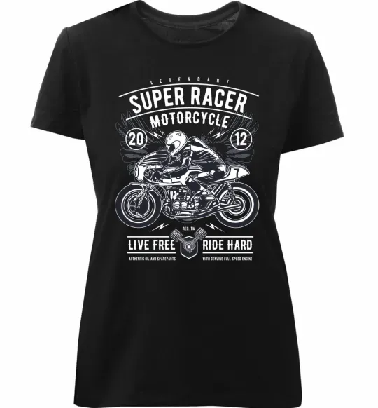 Женская премиум футболка Super Racer Motorcycle Черный фото