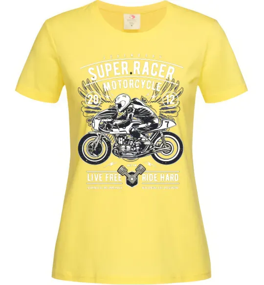 Женская футболка Super Racer Motorcycle Лимонный фото