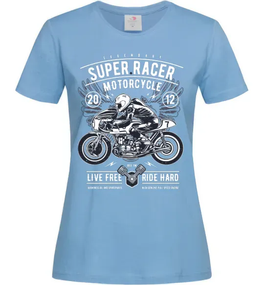 Женская футболка Super Racer Motorcycle Голубой фото