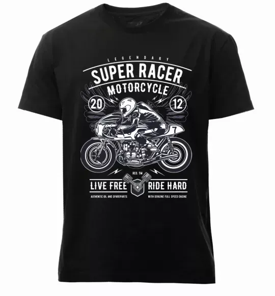 Мужская премиум футболка Super Racer Motorcycle Черный фото
