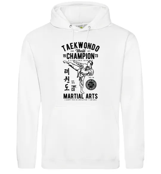 Чоловіча толстовка (худі) Taekwondo World Білий фото
