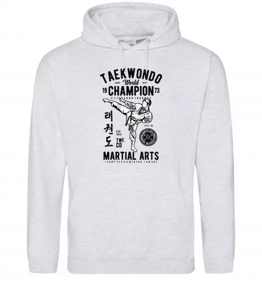 Чоловіча толстовка (худі) Taekwondo World Сірий меланж фото