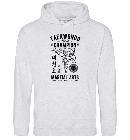 Женская толстовка (худи) Taekwondo World Серый меланж фото
