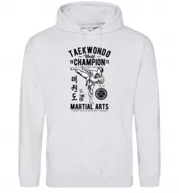 Женская толстовка (худи) Еволюція тхеквондо Серый меланж фото