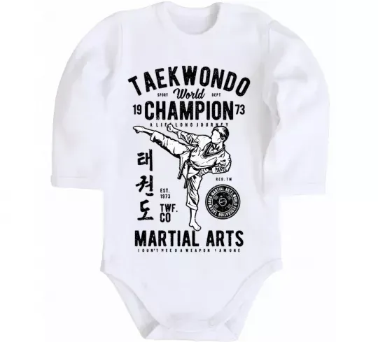 Детский боди Taekwondo World Белый фото