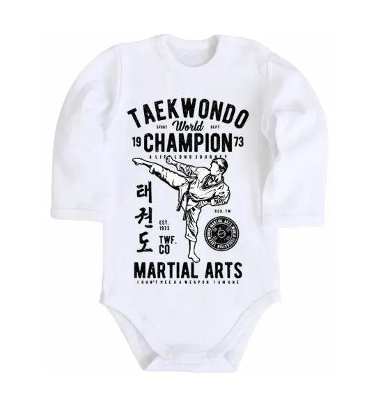 Детский боди Taekwondo World Белый фото