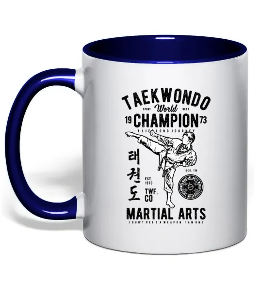 Чашка з кольоровою ручкою Taekwondo World Глибокий темно-синій фото