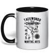 Чашка з кольоровою ручкою Taekwondo World Чорний фото
