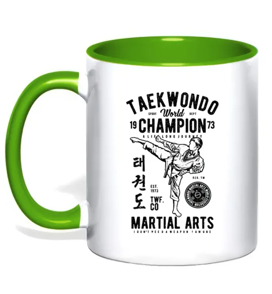 Чашка с цветной ручкой Taekwondo World Лаймовый фото