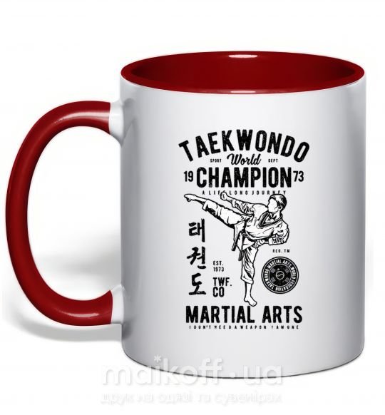 Чашка з кольоровою ручкою Taekwondo World Червоний фото