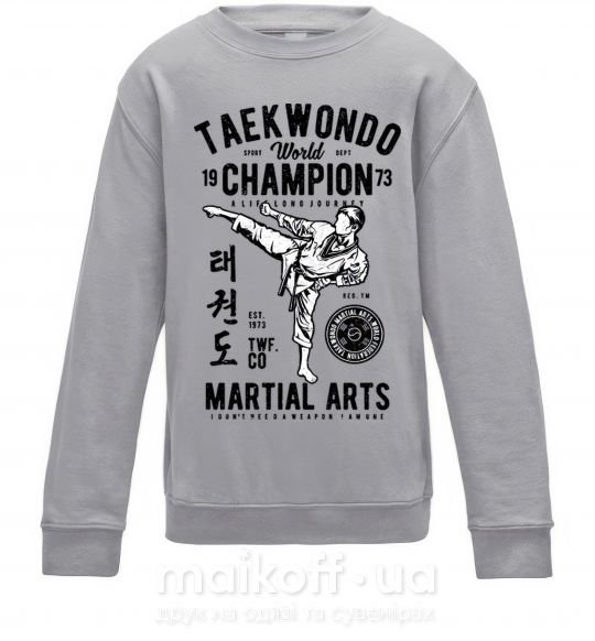 Детский Свитшот Taekwondo World Серый меланж фото