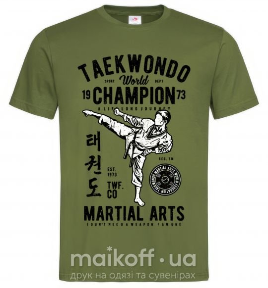 Чоловіча футболка Taekwondo World Оливковий фото