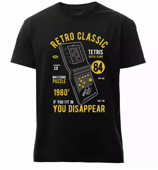 Чоловіча преміум футболка Tetris Brick Game Чорний фото