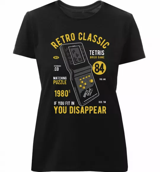 Жіноча преміум футболка Tetris Brick Game Чорний фото