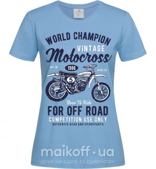 Жіноча футболка Vintage Motocross Блакитний фото