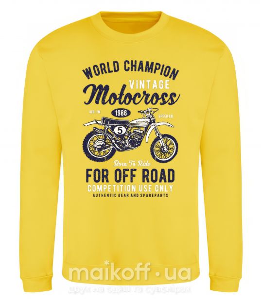 Світшот Vintage Motocross Сонячно жовтий фото