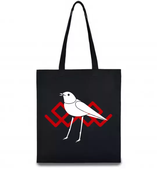 Еко-сумка Птичка белая Чорний фото