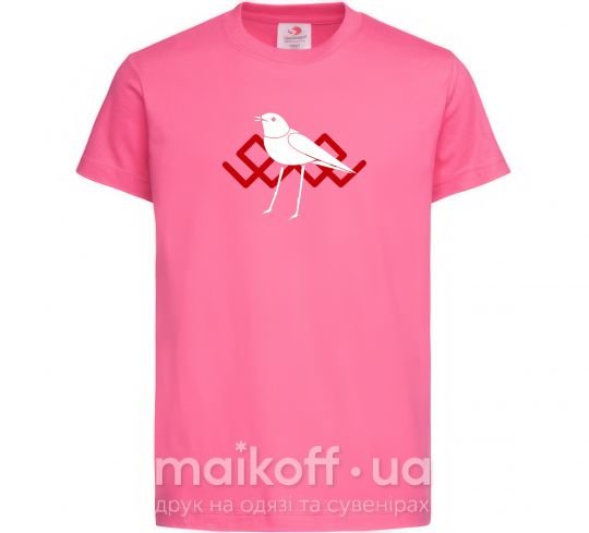 Детская футболка Птичка белая Ярко-розовый фото