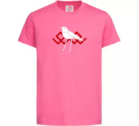 Детская футболка Птичка белая Ярко-розовый фото
