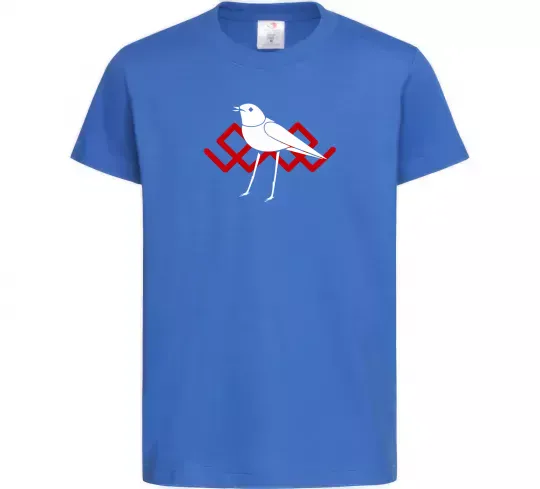 Детская футболка Птичка белая Ярко-синий фото