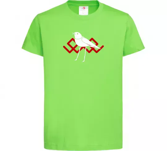 Детская футболка Птичка белая Лаймовый фото