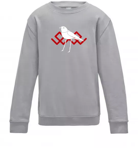 Дитячий світшот Птичка белая Сірий меланж фото