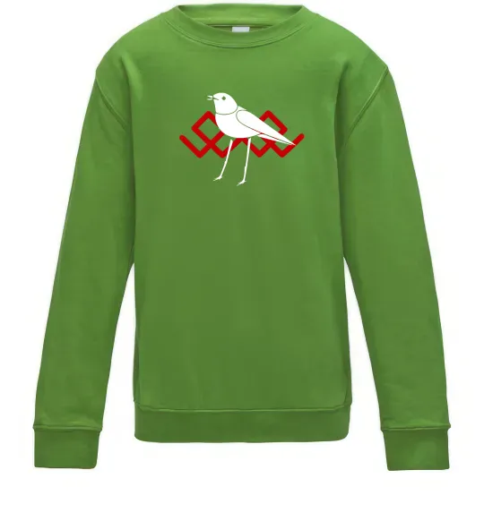 Дитячий світшот Птичка белая Лаймовий фото