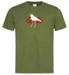 Мужская футболка Птичка белая Оливковый Мужская футболка Птичка белая Оливковый фото