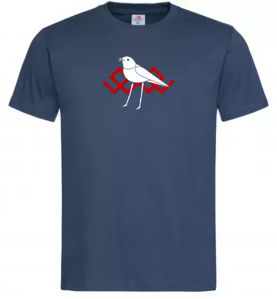 Мужская футболка Птичка белая Темно-синий фото