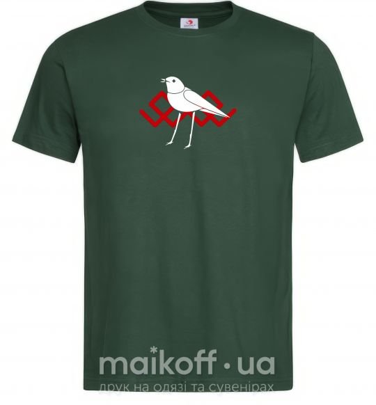 Мужская футболка Птичка белая Темно-зеленый фото