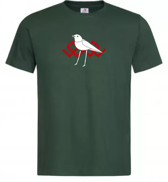 Мужская футболка Птичка белая Темно-зеленый фото