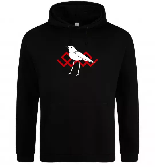 Мужская толстовка (худи) Птичка белая Черный фото