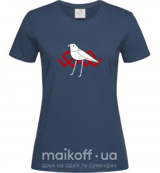 Жіноча футболка Птичка белая Темно-синій фото