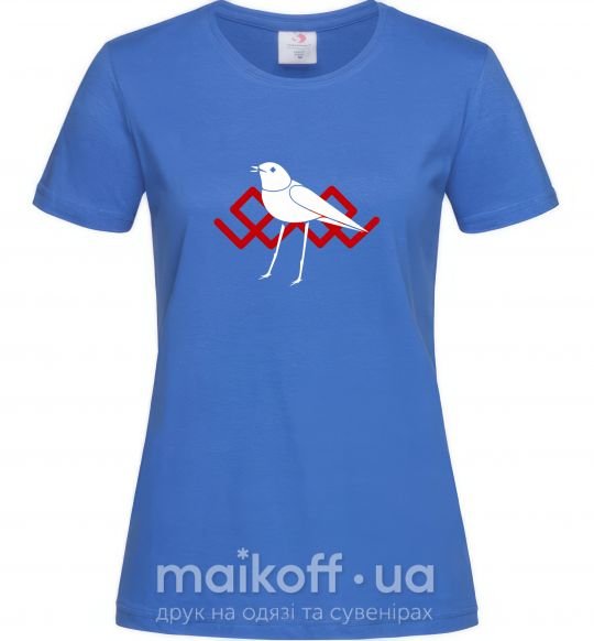Жіноча футболка Птичка белая Яскраво-синій фото