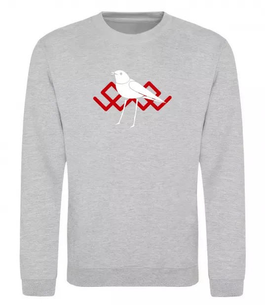 Свитшот Птичка белая Серый меланж фото