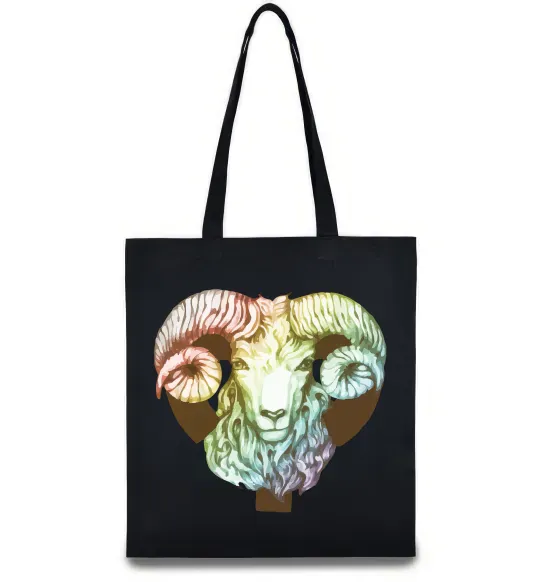 Еко-сумка Овен знак зодіаку Чорний фото