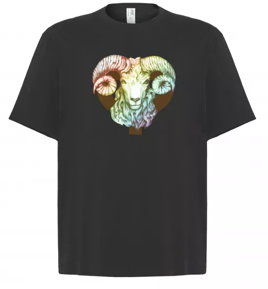 Футболка Оверсайз Овен знак зодіаку Черный фото