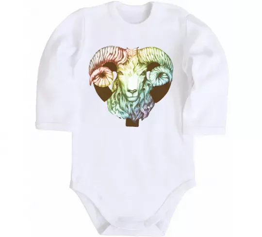 Детский боди Овен знак зодіаку Белый фото