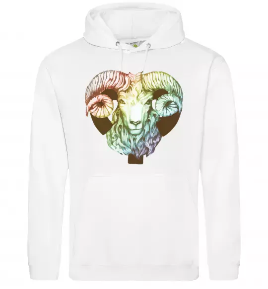 Мужская толстовка (худи) Овен знак зодіаку Белый фото