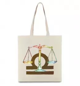 Еко-сумка Терези знак зодіаку Бежевий фото