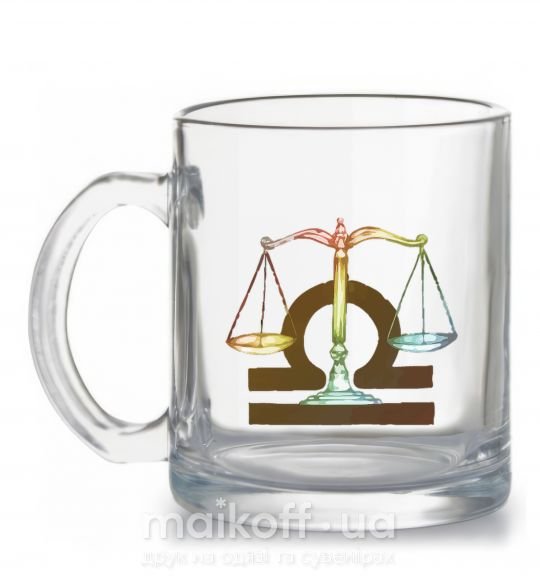 Чашка скляна Весы знак зодиака Прозорий фото