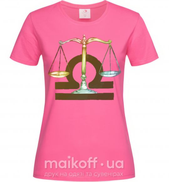 Женская футболка Весы знак зодиака Ярко-розовый фото