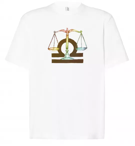 Футболка Оверсайз Терези знак зодіаку Білий фото