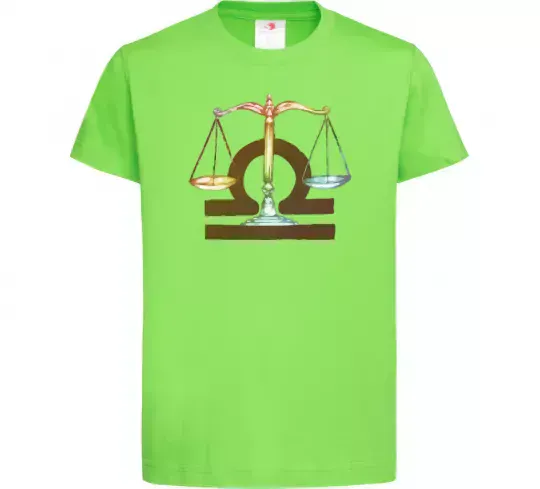 Детская футболка Терези знак зодіаку Лаймовый фото