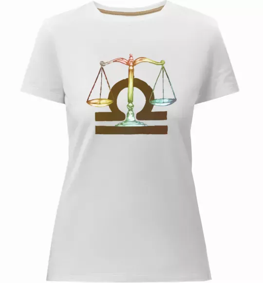 Женская премиум футболка Терези знак зодіаку Белый фото