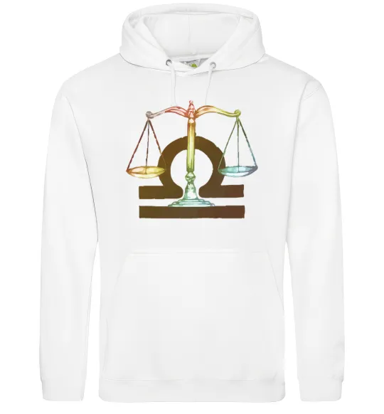 Чоловіча толстовка (худі) Терези знак зодіаку Білий фото