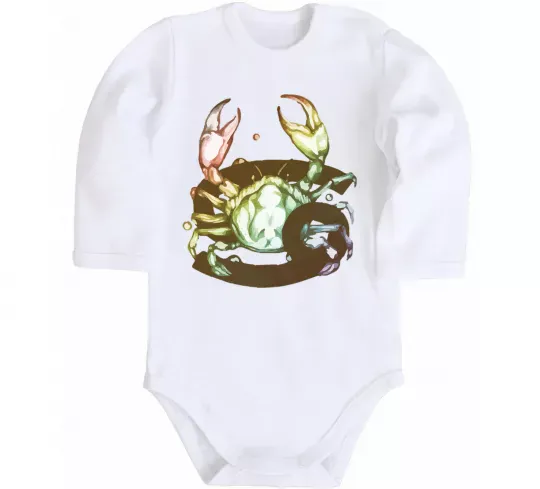 Детский боди Рак знак зодіаку Белый фото